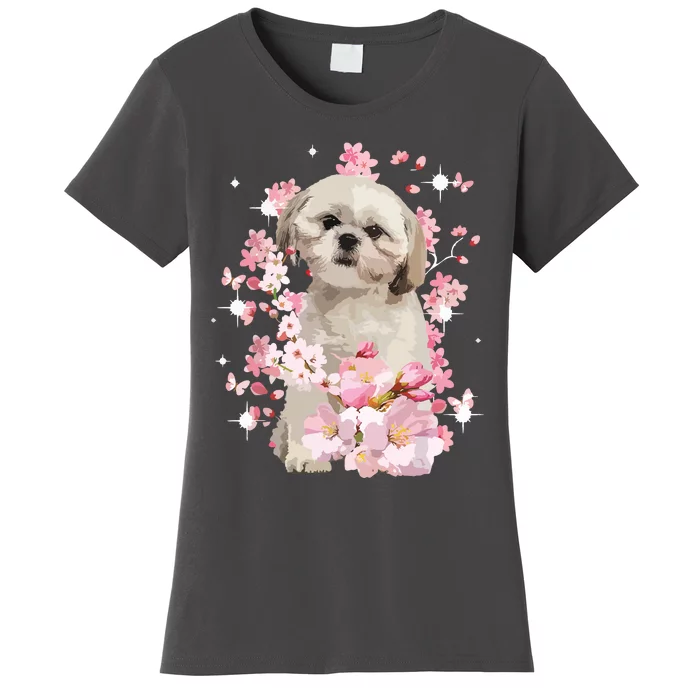 Cute Shih Tzu Mom Flower Happy Mothers Day Love Dog Women's T-Shirt