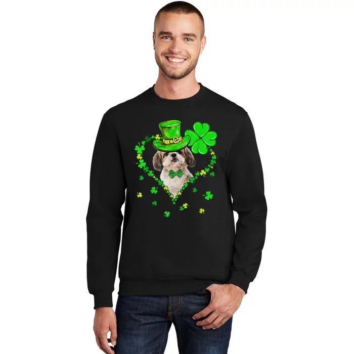 Cute Shih Tzu Saint Patrick's Day Dogs Dad Mom Tall Sweatshirt