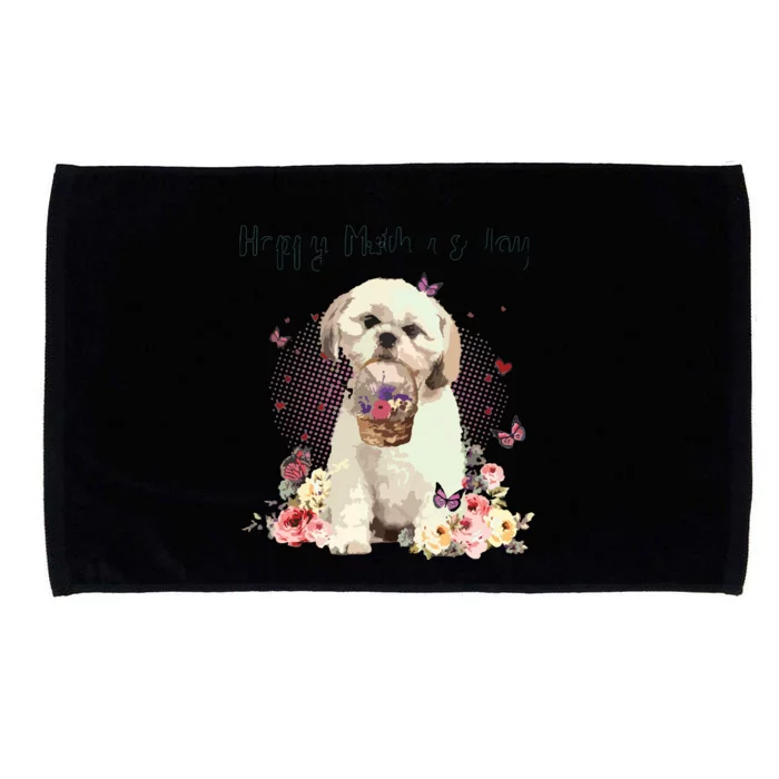 Cute Shih Tzu Mom Flower Happy Mothers Day Love Dog Microfiber Hand Towel