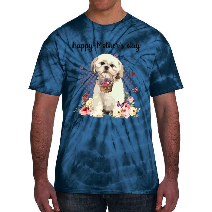 Cute Shih Tzu Mom Flower Happy Mothers Day Love Dog Tie-Dye T-Shirt