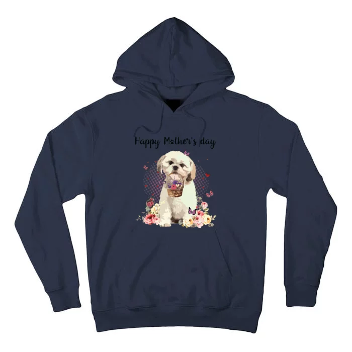 Cute Shih Tzu Mom Flower Happy Mothers Day Love Dog Tall Hoodie