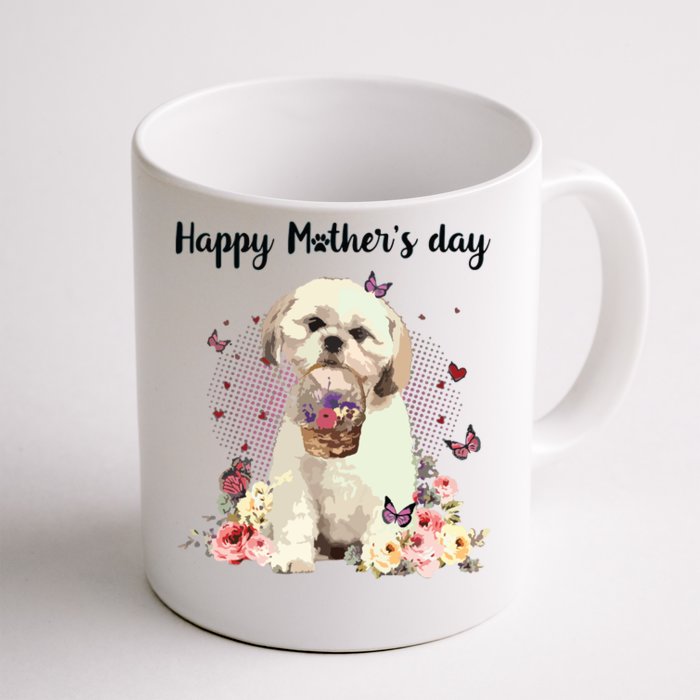 Cute Shih Tzu Mom Flower Happy Mothers Day Love Dog Front & Back Coffee Mug