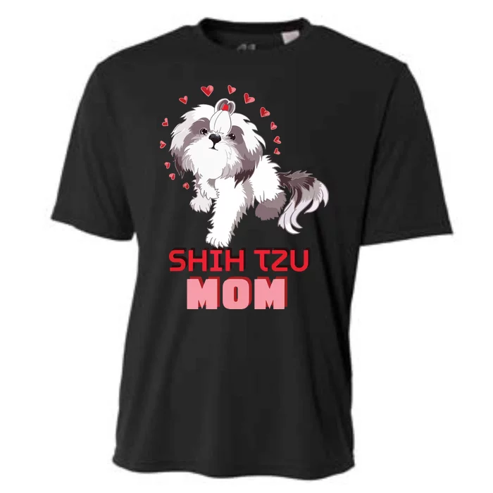 Cute Shih Tzu Mom Lover Illustration For Shih Tzu Dog Owner Cooling Performance Crew T-Shirt