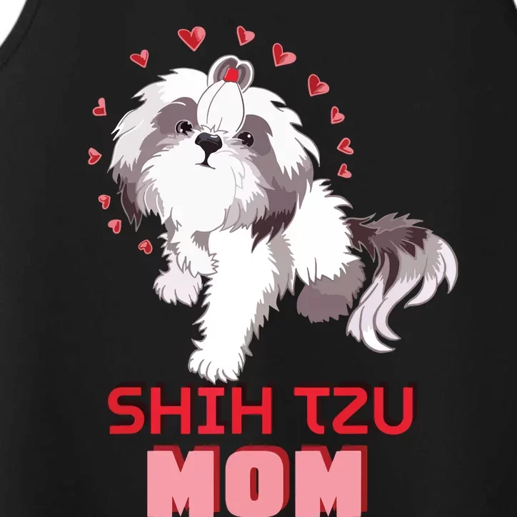 Cute Shih Tzu Mom Lover Illustration For Shih Tzu Dog Owner Performance Tank