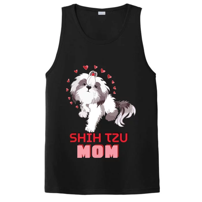 Cute Shih Tzu Mom Lover Illustration For Shih Tzu Dog Owner Performance Tank