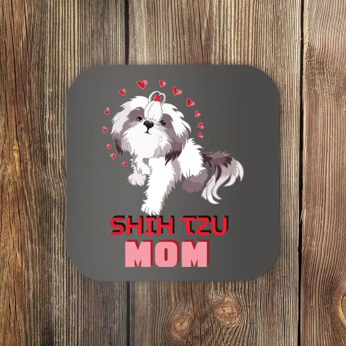 Cute Shih Tzu Mom Lover Illustration For Shih Tzu Dog Owner Coaster