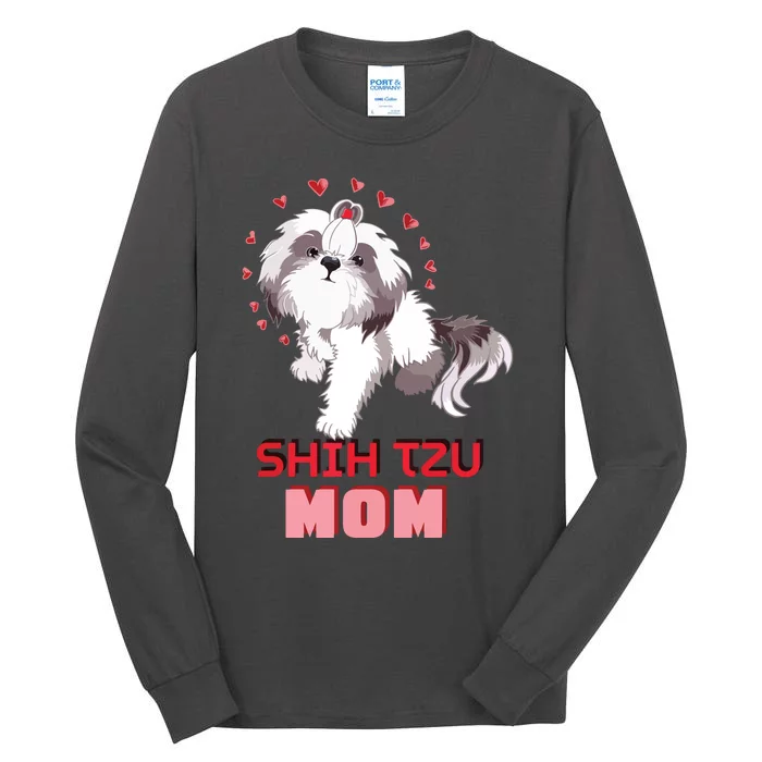 Cute Shih Tzu Mom Lover Illustration For Shih Tzu Dog Owner Tall Long Sleeve T-Shirt