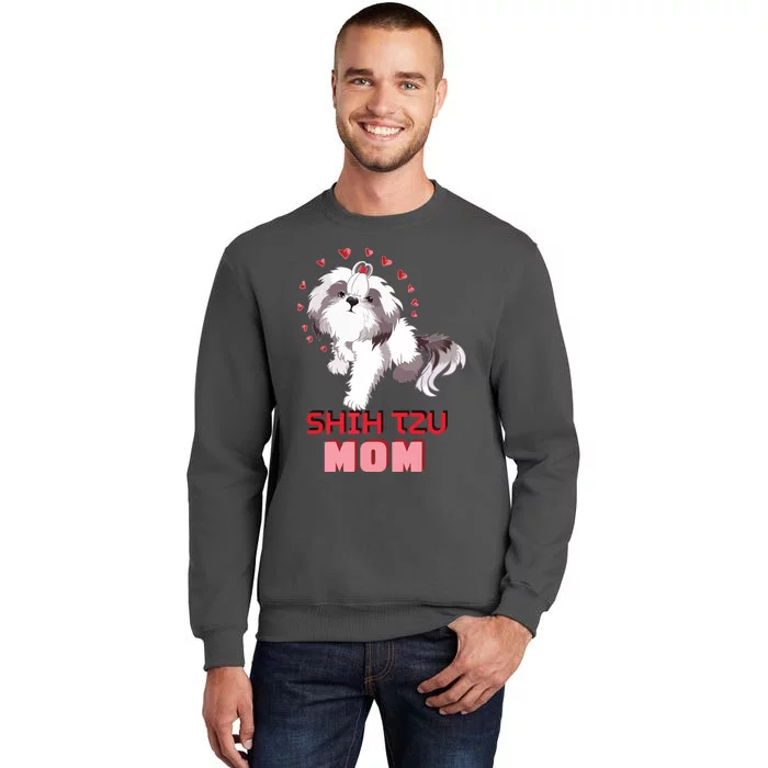 Cute Shih Tzu Mom Lover Illustration For Shih Tzu Dog Owner Tall Sweatshirt