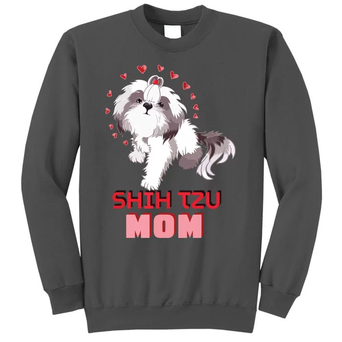 Cute Shih Tzu Mom Lover Illustration For Shih Tzu Dog Owner Tall Sweatshirt