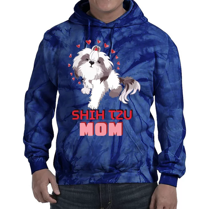 Cute Shih Tzu Mom Lover Illustration For Shih Tzu Dog Owner Tie Dye Hoodie