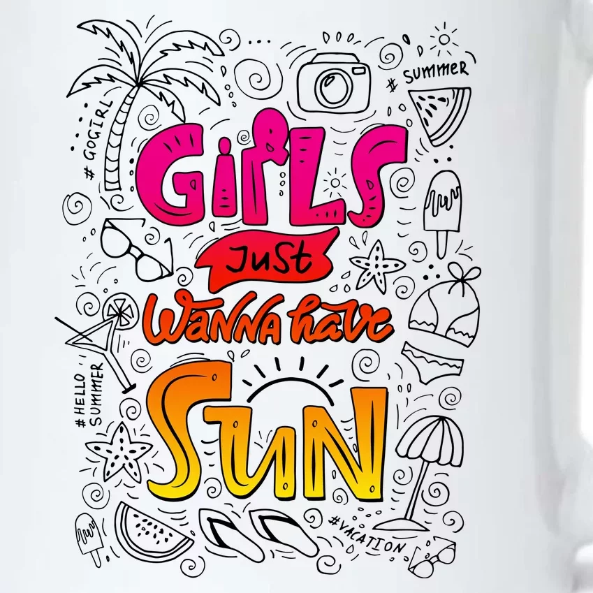 Cute Summer Time Girls Just Wanna Have Sun Black Color Changing Mug