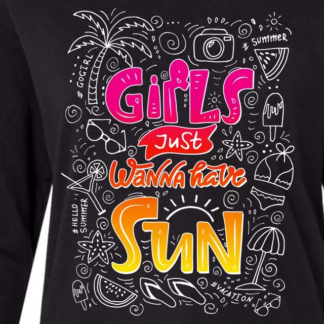 Cute Summer Time Girls Just Wanna Have Sun Womens Cotton Relaxed Long Sleeve T-Shirt