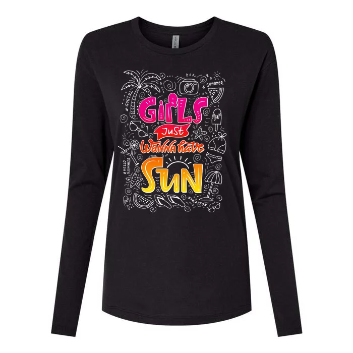 Cute Summer Time Girls Just Wanna Have Sun Womens Cotton Relaxed Long Sleeve T-Shirt