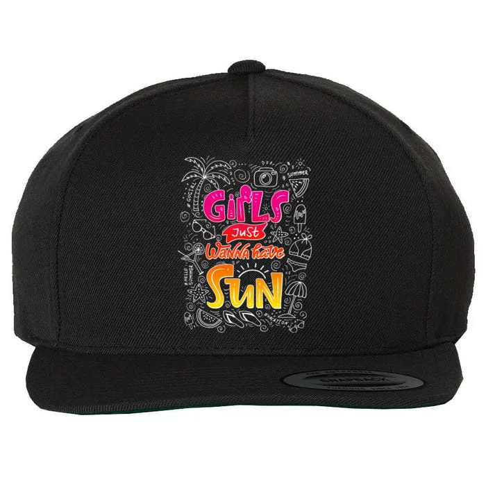 Cute Summer Time Girls Just Wanna Have Sun Wool Snapback Cap