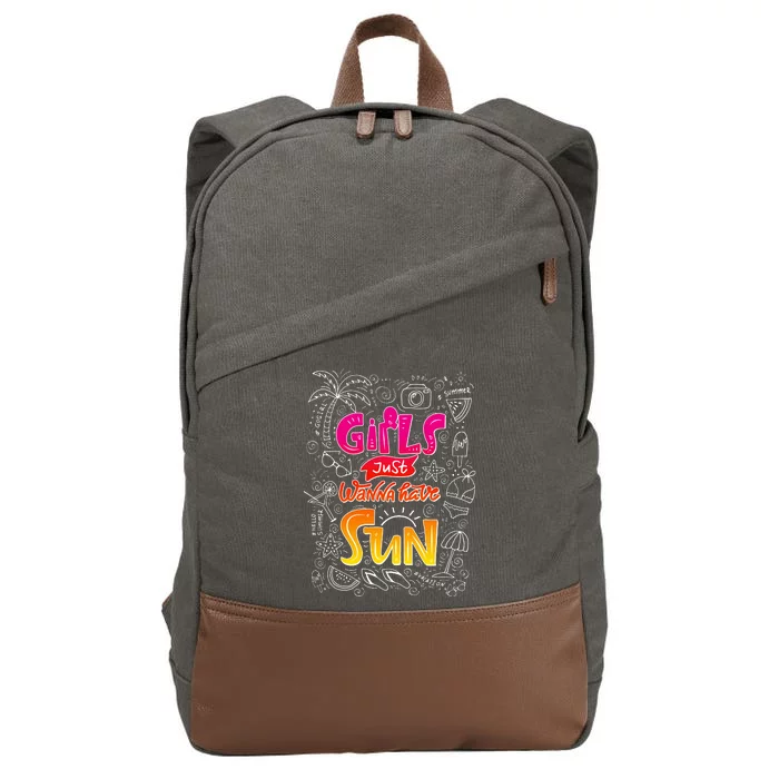 Cute Summer Time Girls Just Wanna Have Sun Cotton Canvas Backpack