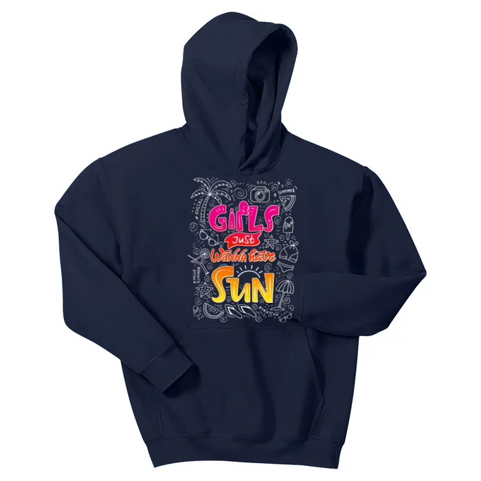 Cute Summer Time Girls Just Wanna Have Sun Kids Hoodie