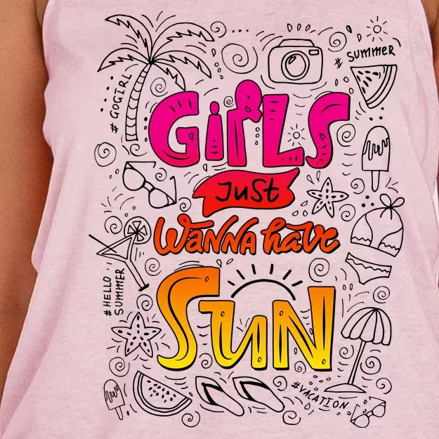 Cute Summer Time Girls Just Wanna Have Sun Women's Knotted Racerback Tank