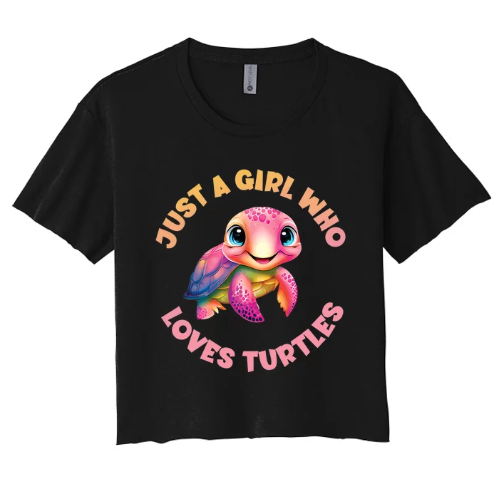 Cute Sea Turtle Kawaii Just A Who Loves Turtles Women's Crop Top Tee