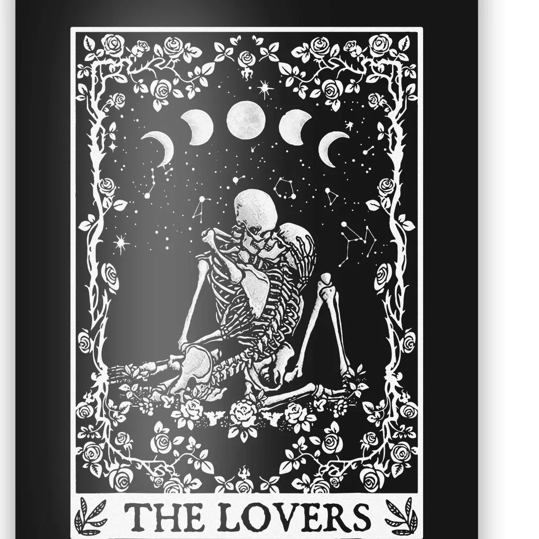 Celestial Skeleton The Lovers Tarot Card Moon Reading Holder Poster