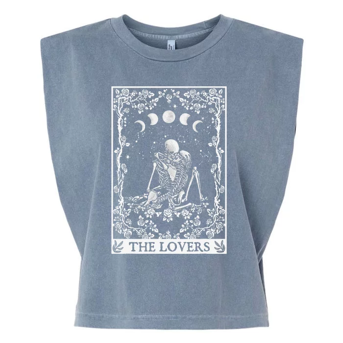 Celestial Skeleton The Lovers Tarot Card Moon Reading Holder Garment-Dyed Women's Muscle Tee