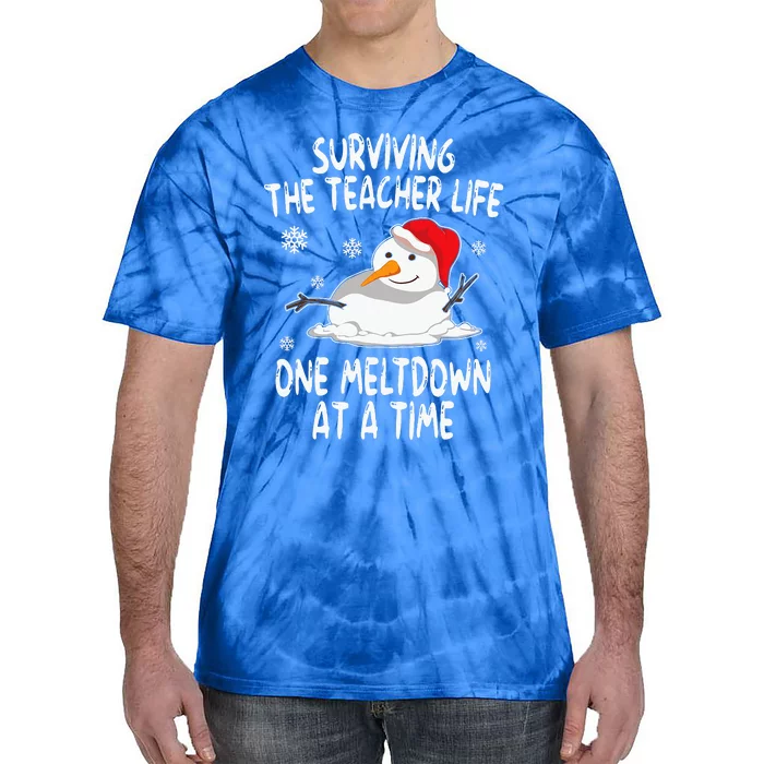 Christmas Surviving Teacher Life Meltdown Xmas Tie-Dye T-Shirt