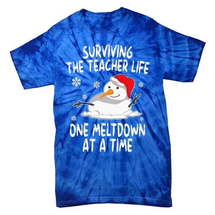 Christmas Surviving Teacher Life Meltdown Xmas Tie-Dye T-Shirt