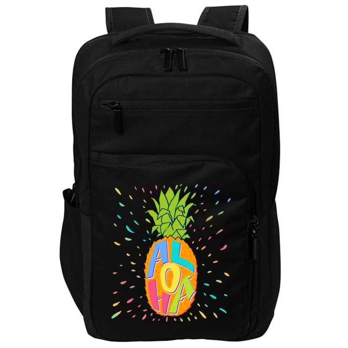 Colorful Summer Time Hawaiian Aloha Pineapple Impact Tech Backpack