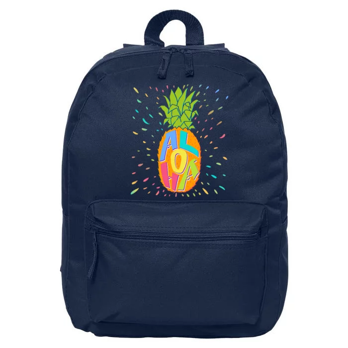 Colorful Summer Time Hawaiian Aloha Pineapple 16 in Basic Backpack