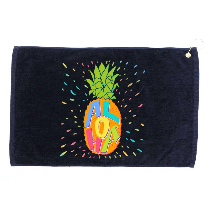 Colorful Summer Time Hawaiian Aloha Pineapple Grommeted Golf Towel