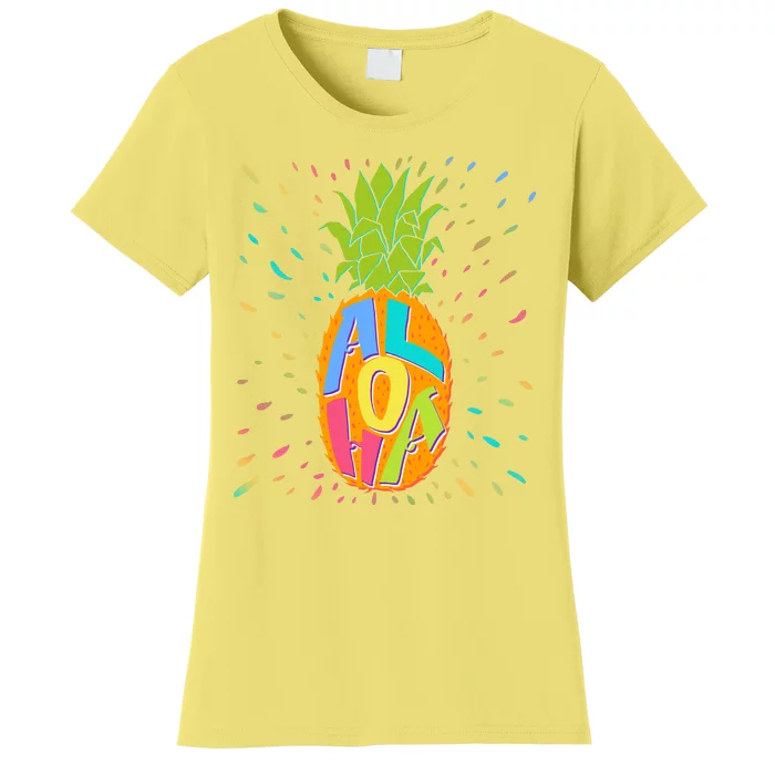 Colorful Summer Time Hawaiian Aloha Pineapple Women's T-Shirt