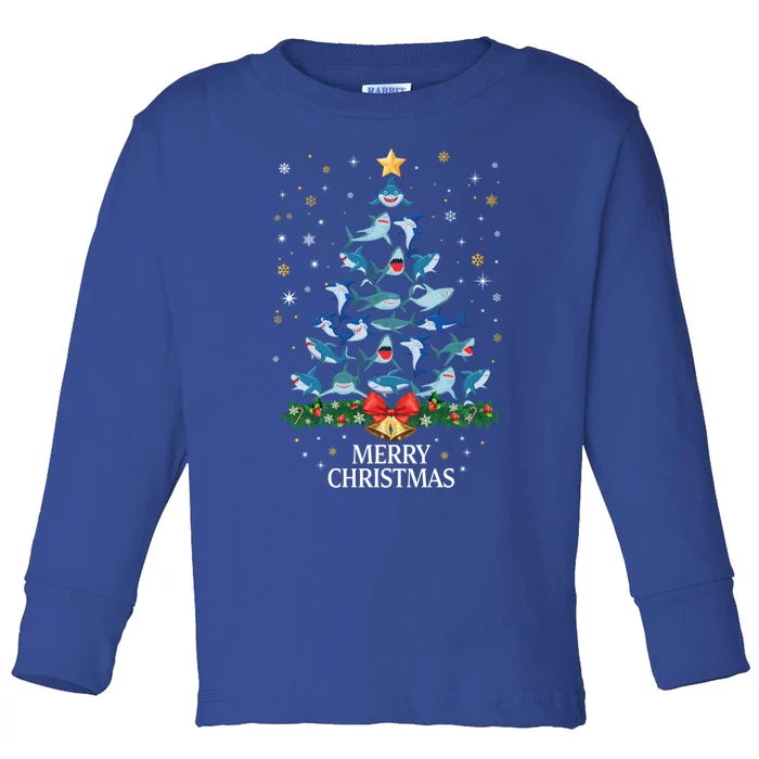 Christmas Shark Tree Design For Boys Girls Shark Xmas Gift Toddler Long Sleeve Shirt