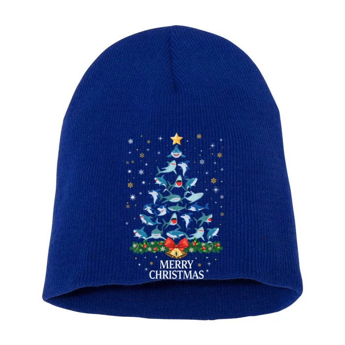 Christmas Shark Tree Design For Boys Girls Shark Xmas Gift Short Acrylic Beanie