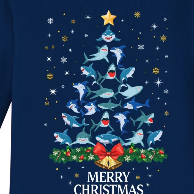 Christmas Shark Tree Design For Boys Girls Shark Xmas Gift Baby Long Sleeve Bodysuit