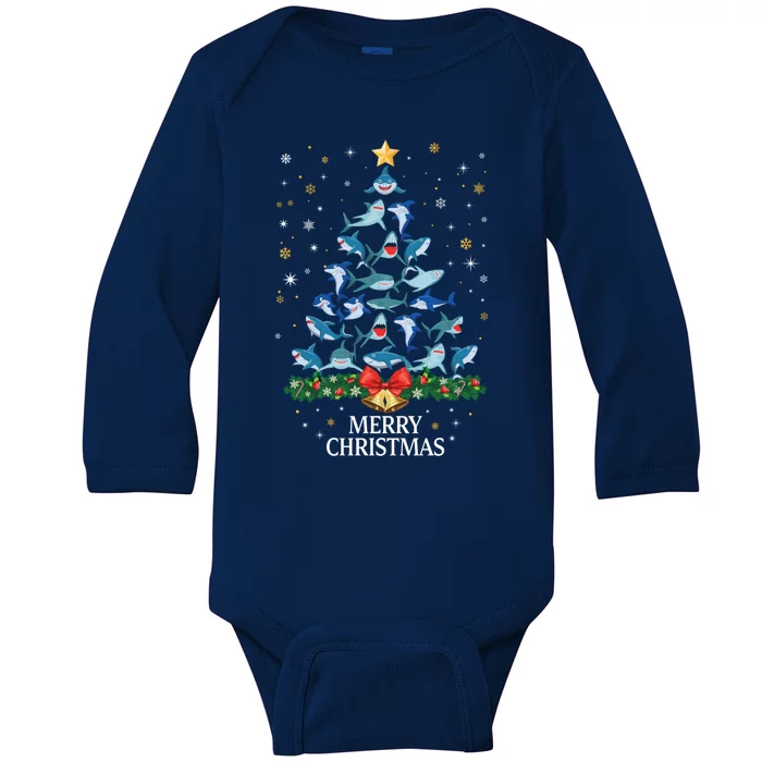 Christmas Shark Tree Design For Boys Girls Shark Xmas Gift Baby Long Sleeve Bodysuit