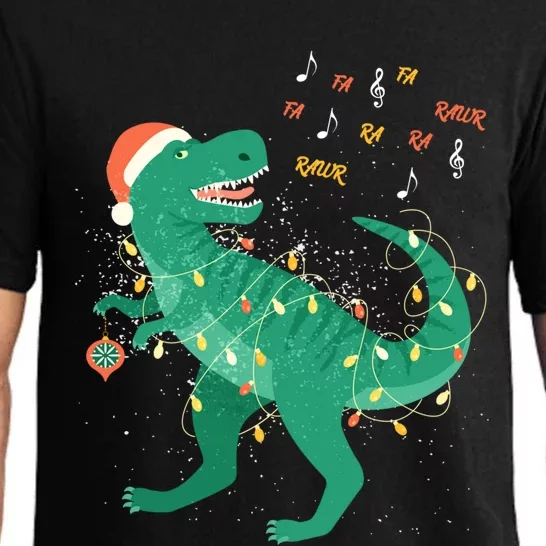 Cute Santa T Rex Singing Fa Ra Ra Rawr Xmas Funny Gift Dino Lover Cute Gift Pajama Set