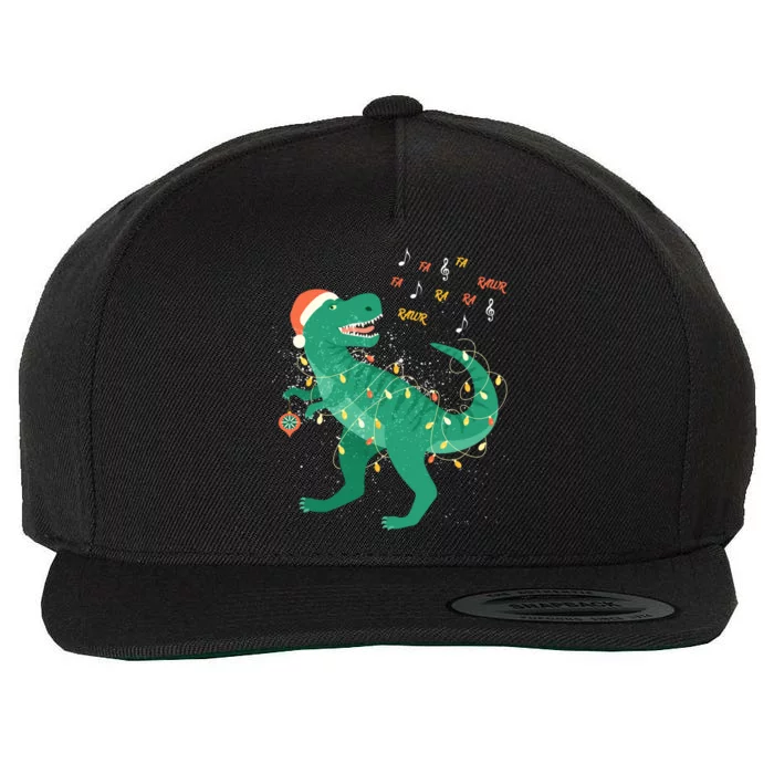 Cute Santa T Rex Singing Fa Ra Ra Rawr Xmas Funny Gift Dino Lover Cute Gift Wool Snapback Cap