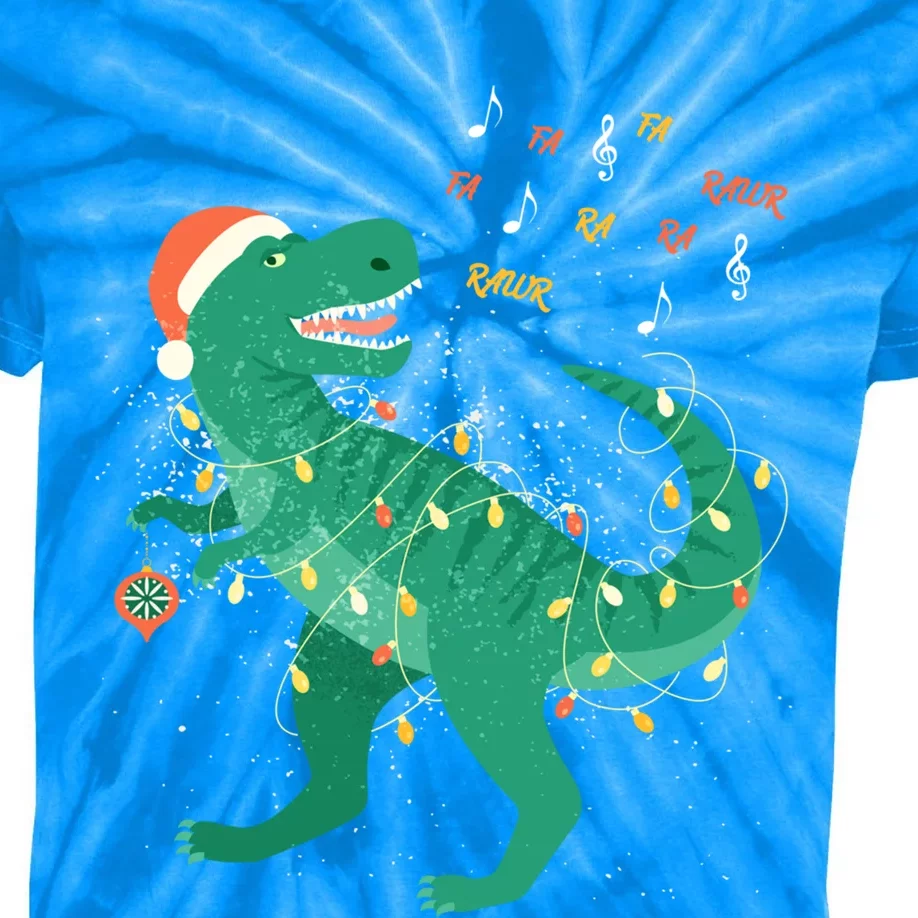 Cute Santa T Rex Singing Fa Ra Ra Rawr Xmas Funny Gift Dino Lover Cute Gift Kids Tie-Dye T-Shirt