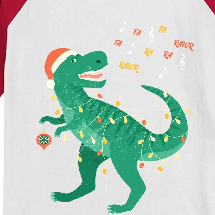 Cute Santa T Rex Singing Fa Ra Ra Rawr Xmas Funny Gift Dino Lover Cute Gift Kids Colorblock Raglan Jersey