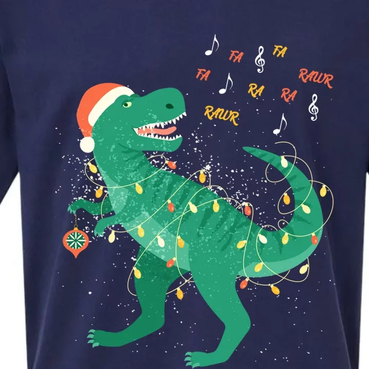 Cute Santa T Rex Singing Fa Ra Ra Rawr Xmas Funny Gift Dino Lover Cute Gift Sueded Cloud Jersey T-Shirt