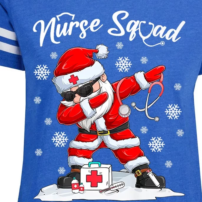 Christmas Scrub Tops Dabbing Santa Scrubs Nurse Squad Gift Enza Ladies Jersey Football T-Shirt