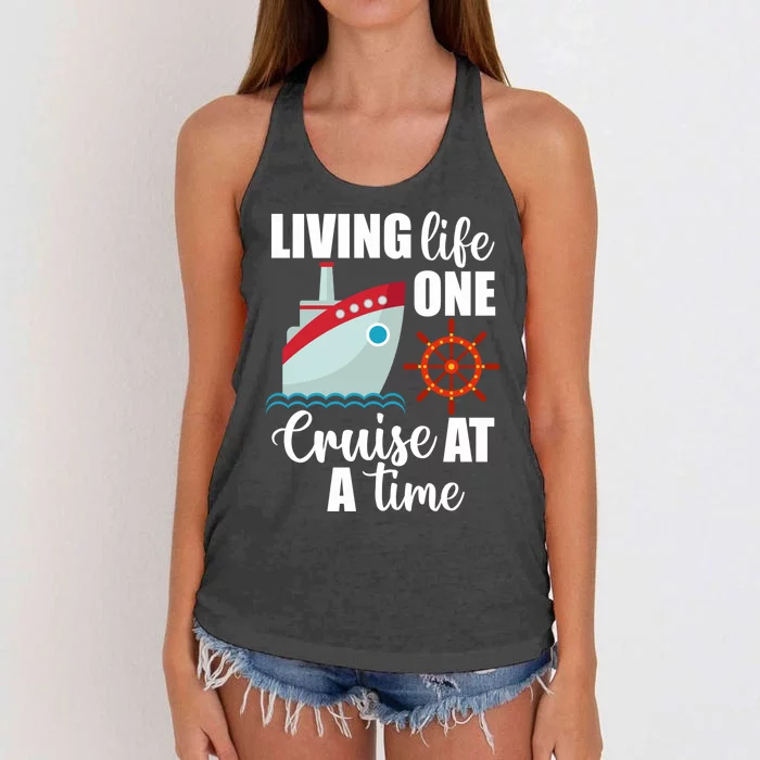 Cruise Ship Travel Cruising Living Life One Cruise At A Time Meaningful Gift Women's Knotted Racerback Tank