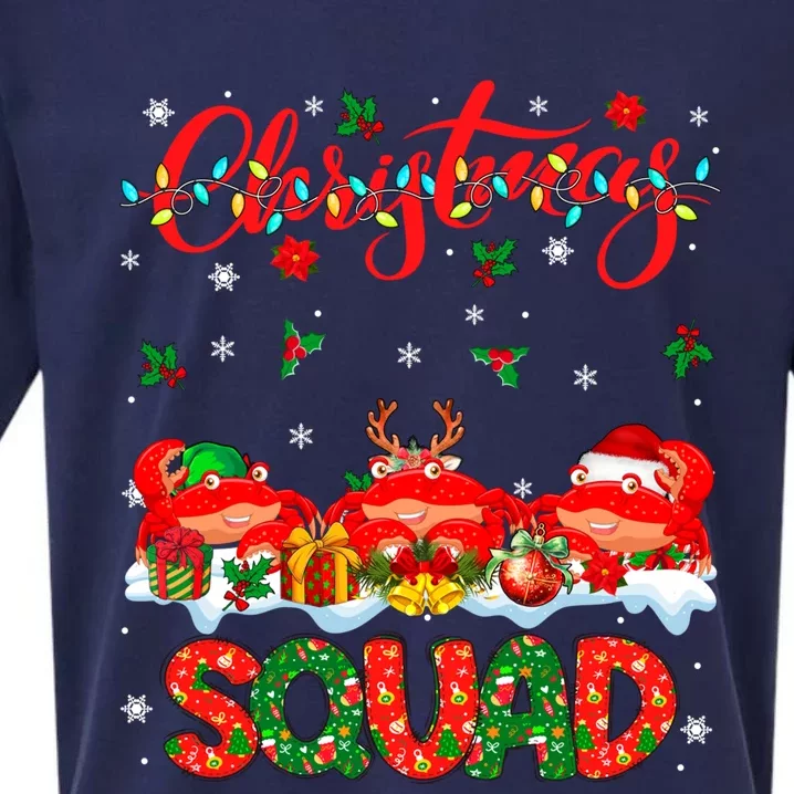 Christmas Squad Three Santa Reindeer Elf Crabs Xmas Gift Sueded Cloud Jersey T-Shirt