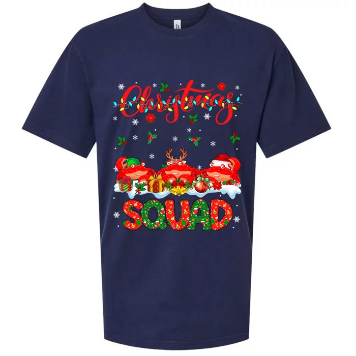 Christmas Squad Three Santa Reindeer Elf Crabs Xmas Gift Sueded Cloud Jersey T-Shirt