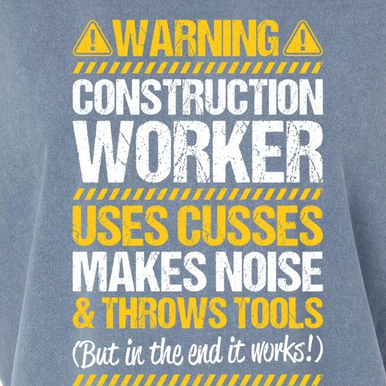 Construction Site Throws Tools Construction Worker Gift Garment-Dyed Women's Muscle Tee