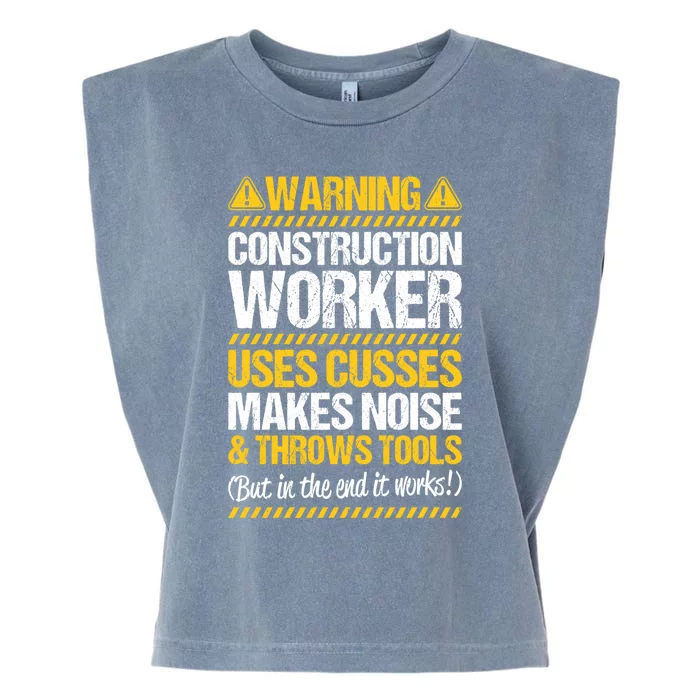 Construction Site Throws Tools Construction Worker Gift Garment-Dyed Women's Muscle Tee