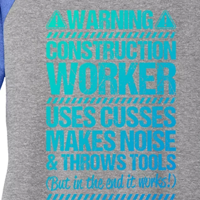 Construction Site Throws Tools Construction Worker Gift Women's Tri-Blend 3/4-Sleeve Raglan Shirt