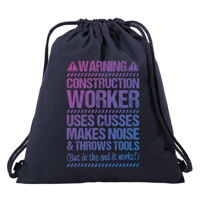 Construction Site Throws Tools Construction Worker Gift Drawstring Bag