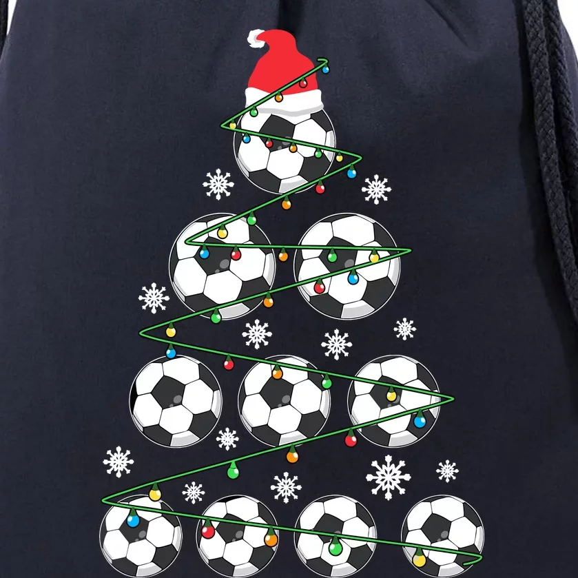 Christmas Soccer Tree Holiday Gift Sport Lover Soccer Player Drawstring Bag