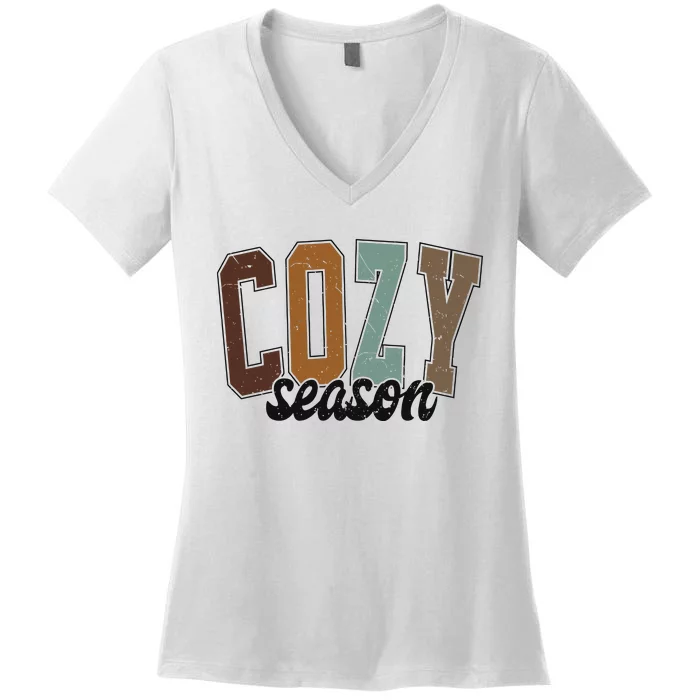 Cozy Season Thanksgiving Halloween Gift Idea Women's V-Neck T-Shirt