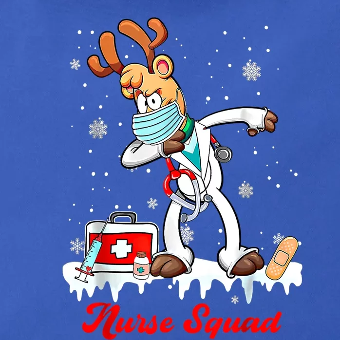 Christmas Scrub Tops Dabbing Reindeer Nurse Squad Funny Gift Zip Tote Bag